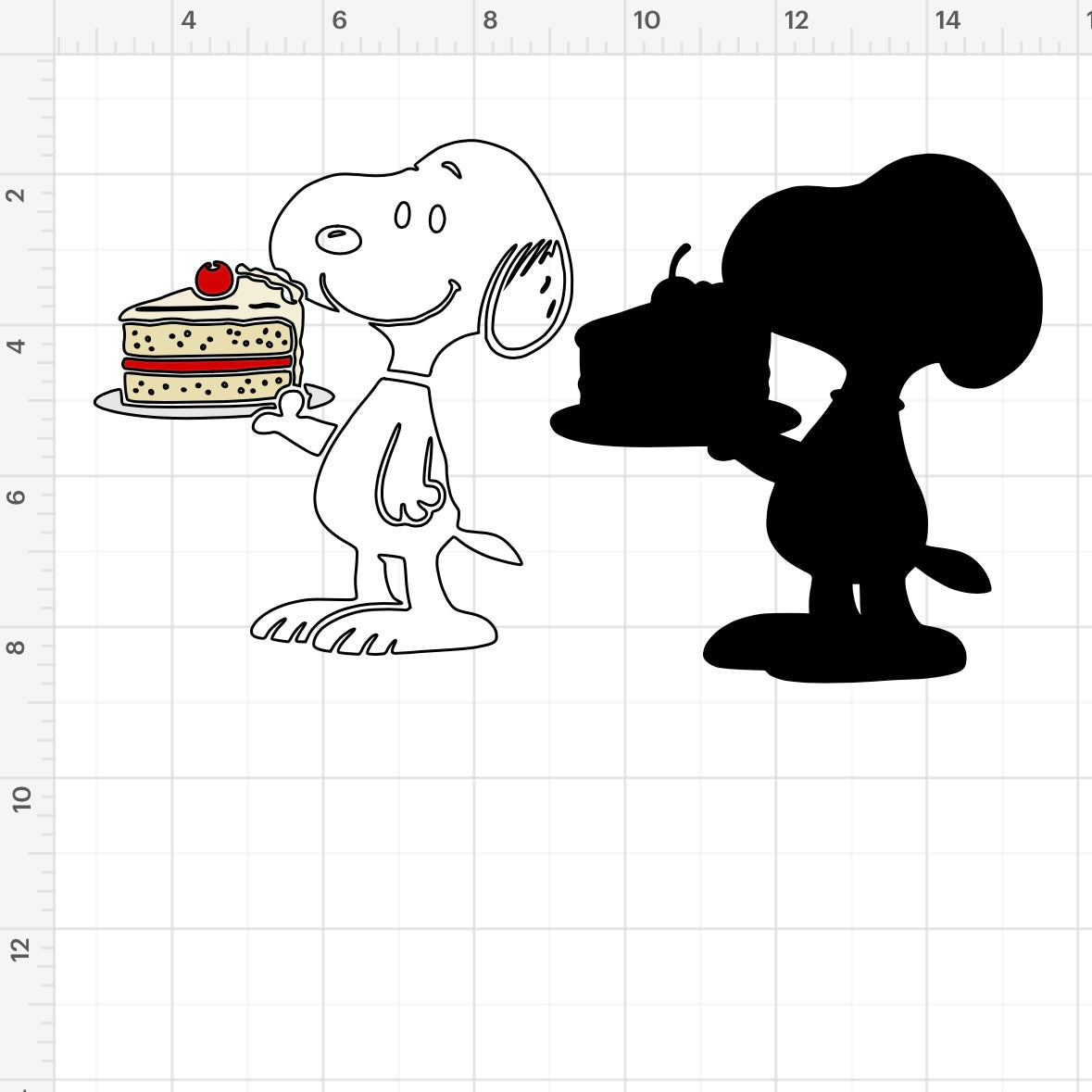 Snoopy Holding Slice of Cake SVG + PNG