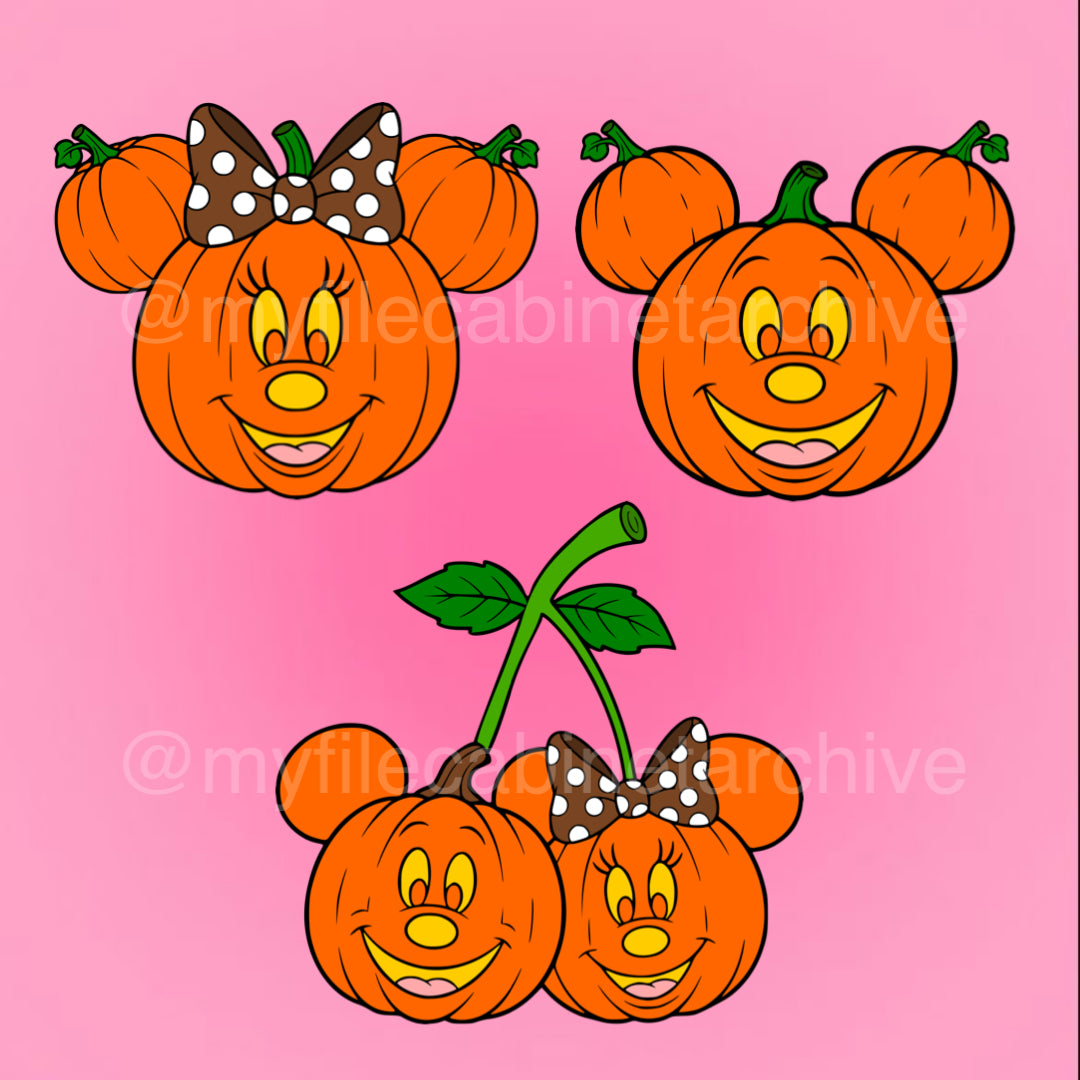Pumpkin Mickey & Minnie (3) SVG + PNG