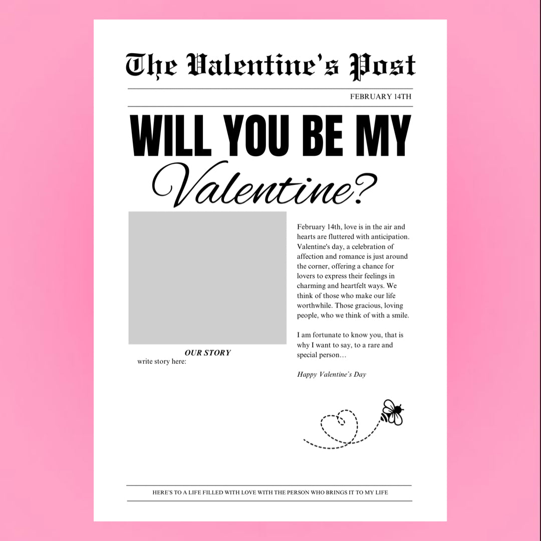 Valentine Newspaper Canva Template