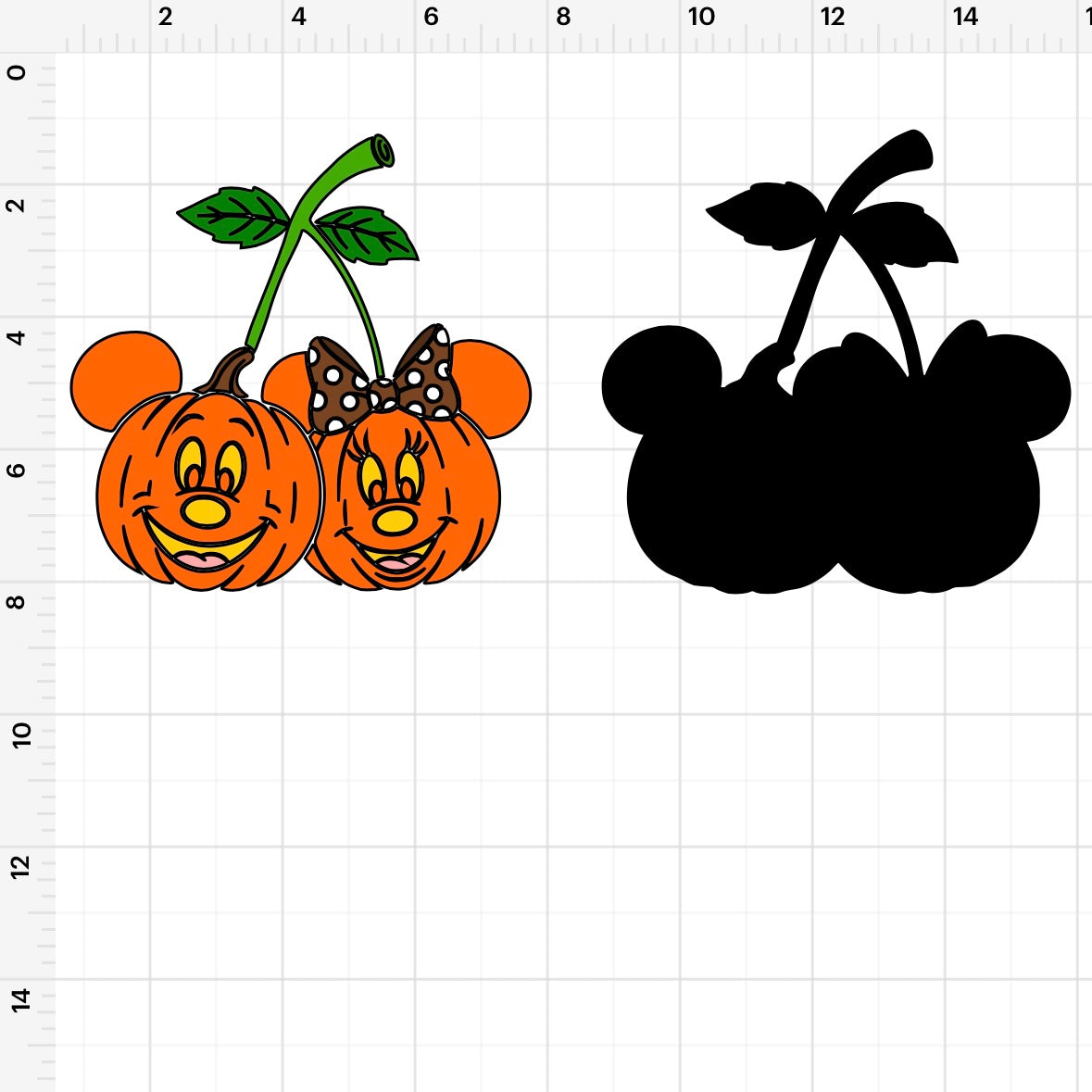 Pumpkin Mickey & Minnie (3) SVG + PNG