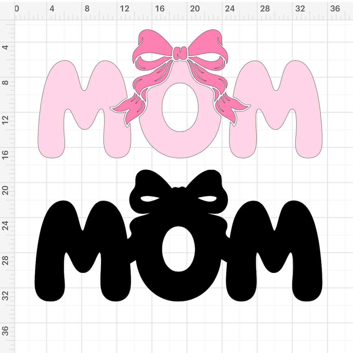 Mom Ribbon Bow Text SVG + PNG