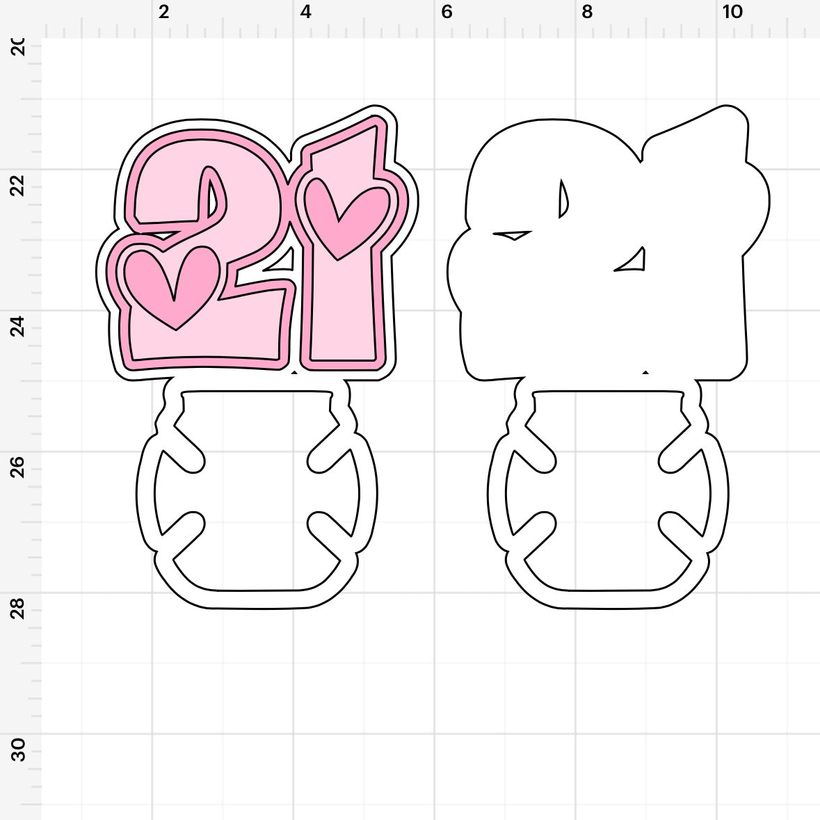 21 Heart Birthday Buzzball Holder SVG + PNG