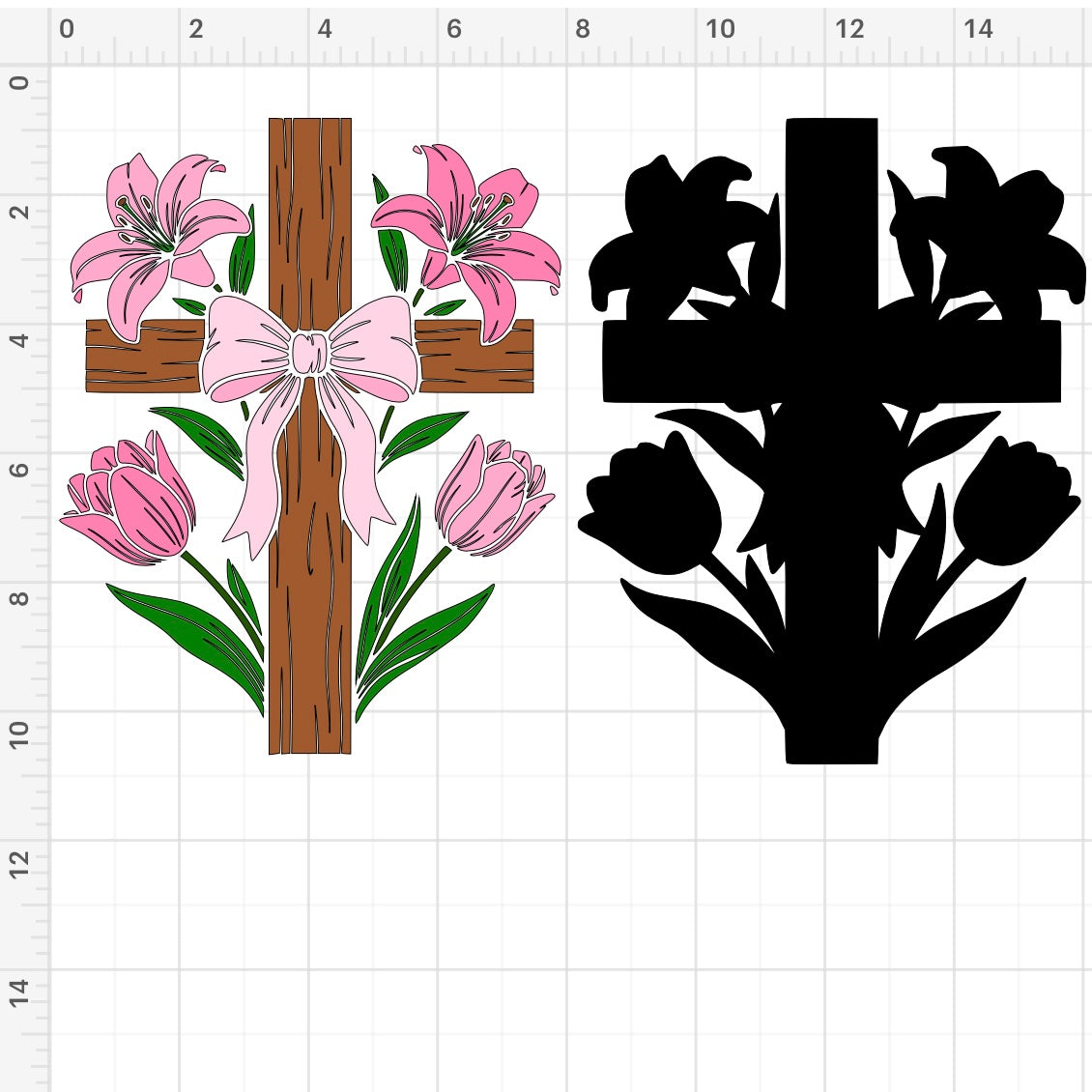 Floral Bow Cross SVG + PNG