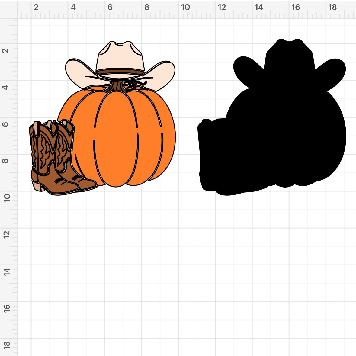 Pumpkin Cowboy Hat W Boots SVG + PNG