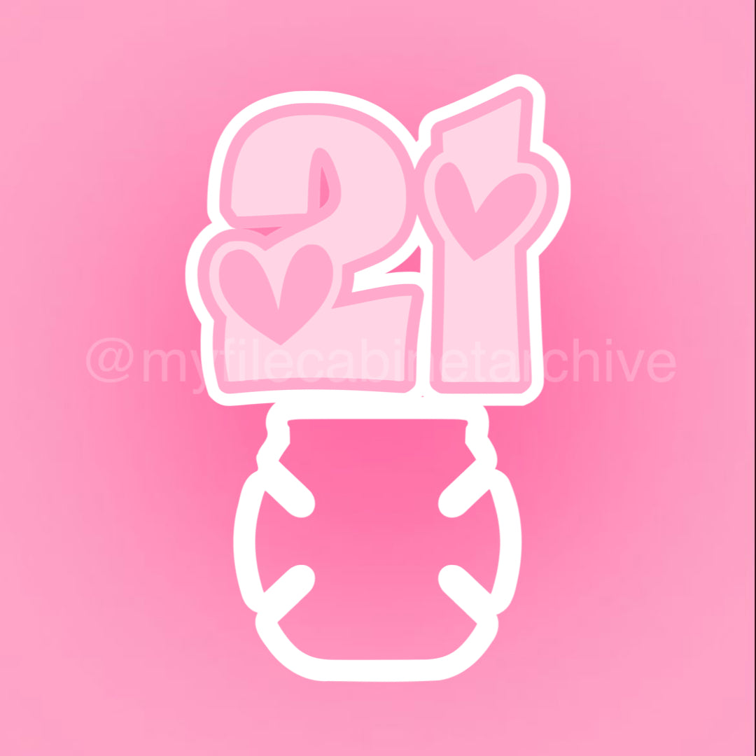 21 Heart Birthday Buzzball Holder SVG + PNG