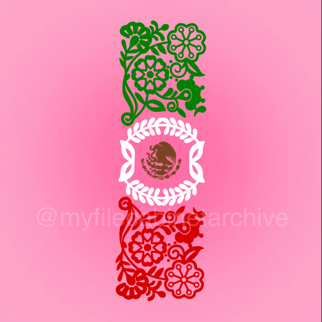 Floral Mexico Flag SVG + PNG