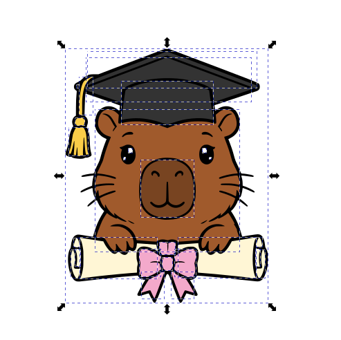 Capybara Grad Bow SVG + PNG