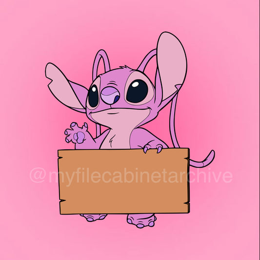 Angel Holding Wooden Sign SVG + PNG