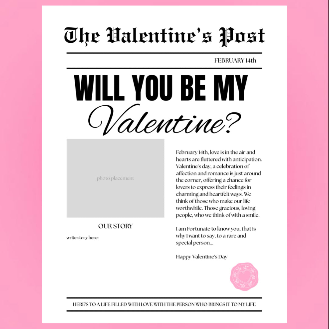 The Valentine’s Post Newspaper Canva Template