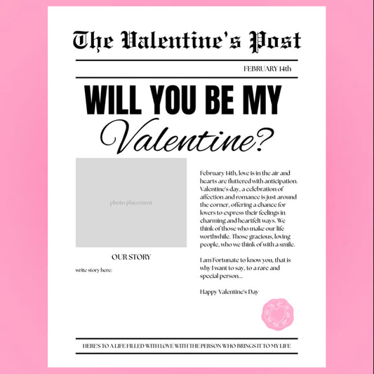 The Valentine’s Post Newspaper Canva Template
