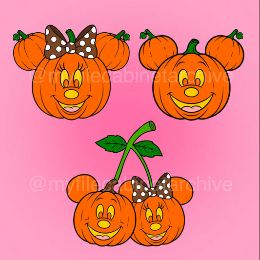 Pumpkin Mickey & Minnie (3) SVG + PNG