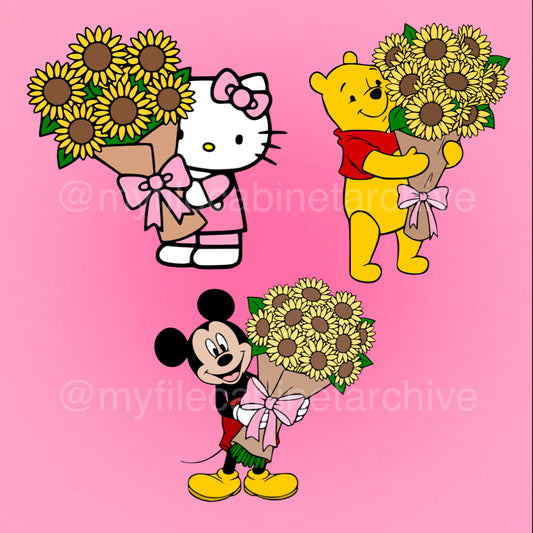 Character Sunflower Bouquet (3) SVG + PNG