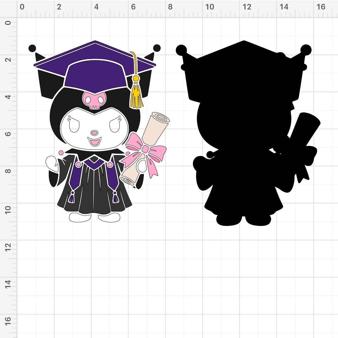 Kuromi Bow Graduate SVG + PNG