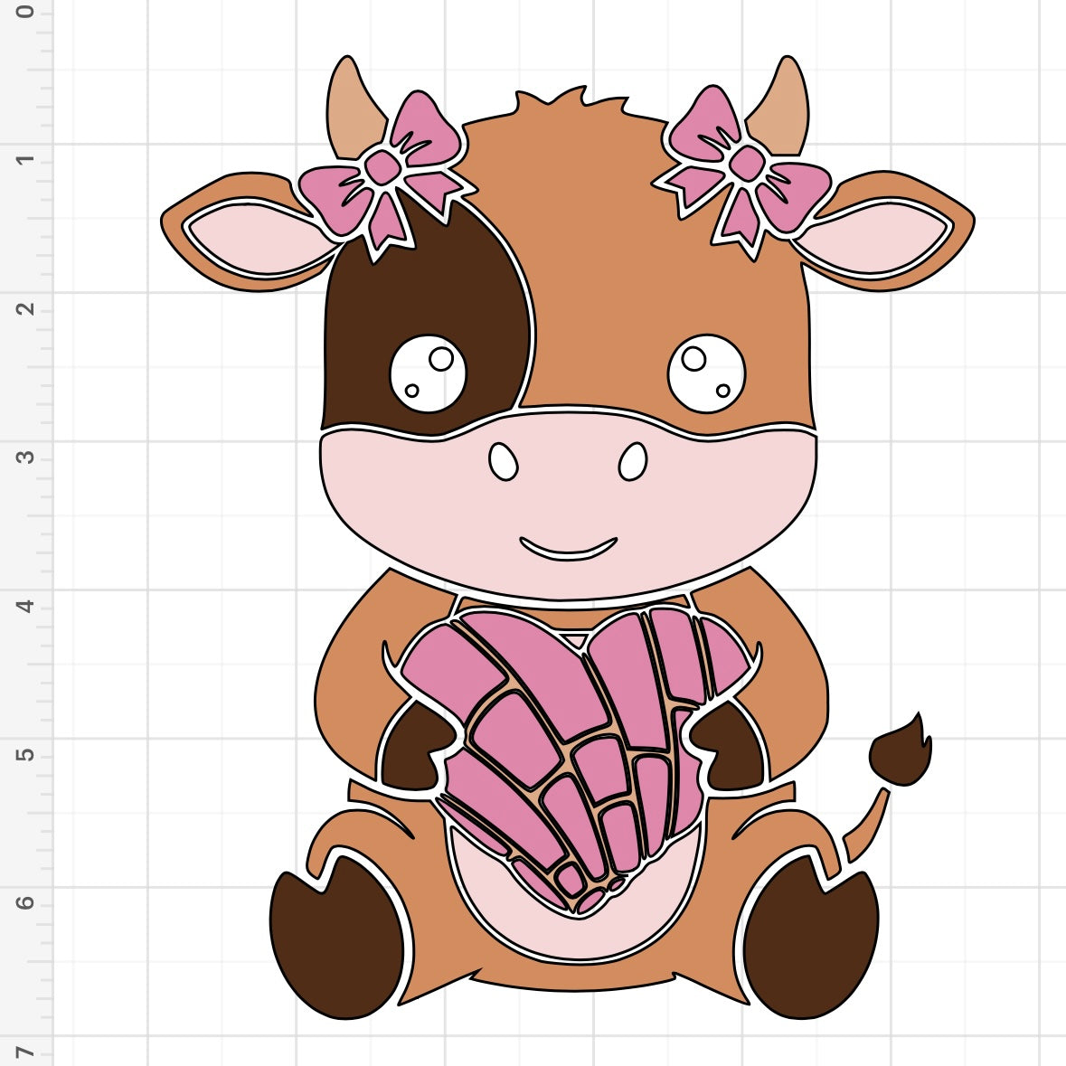 Bow Cow Holding Concha SVG + PNG