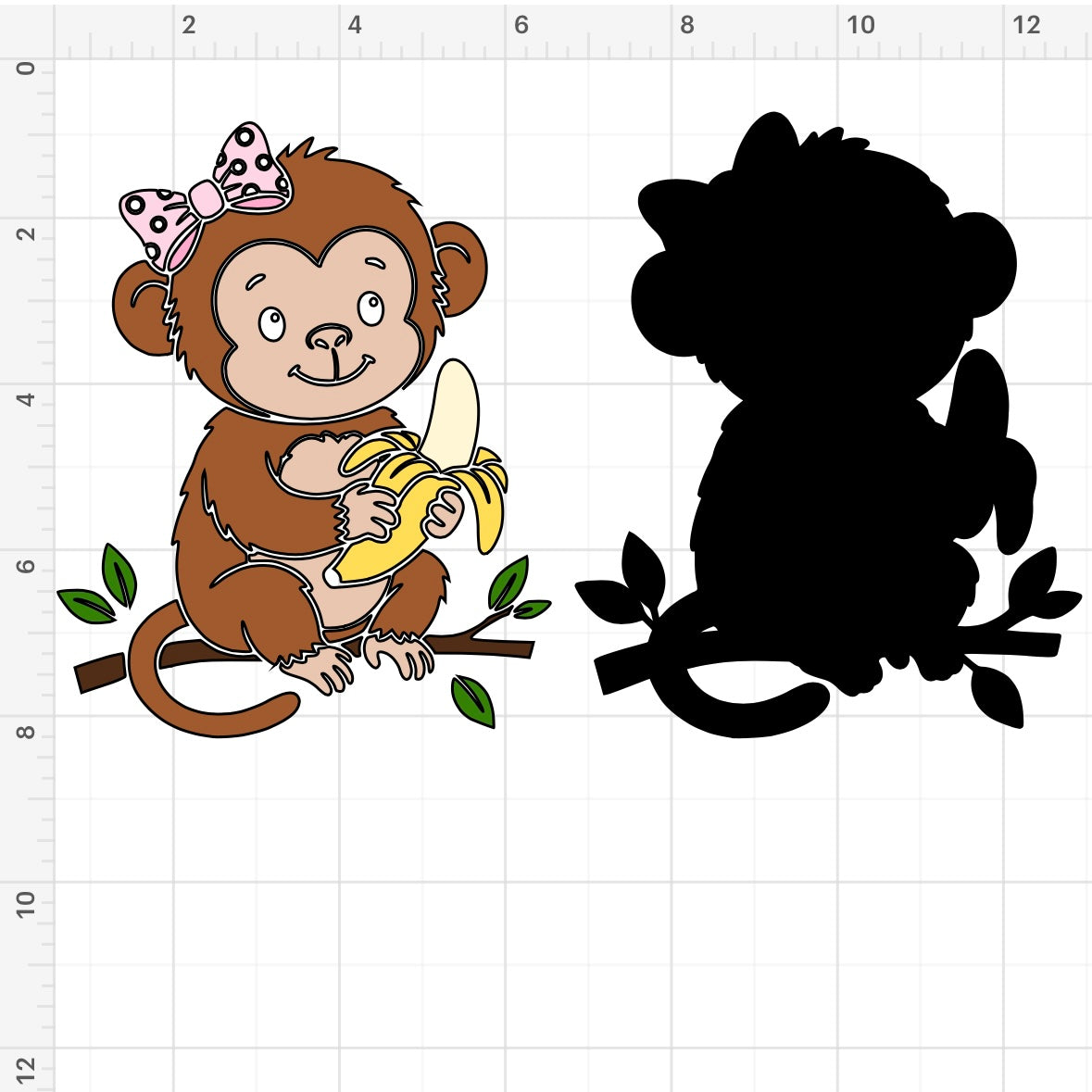 Monkey W Bow And Banana SVG + PNG