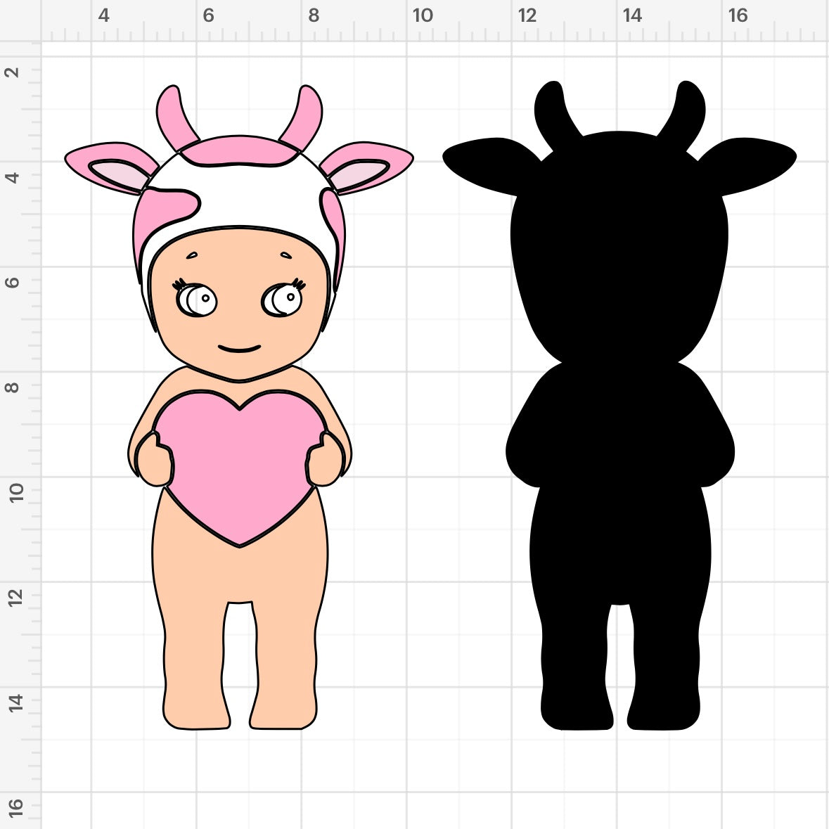 Cow Heart Sonny Angel (2) SVG + PNG