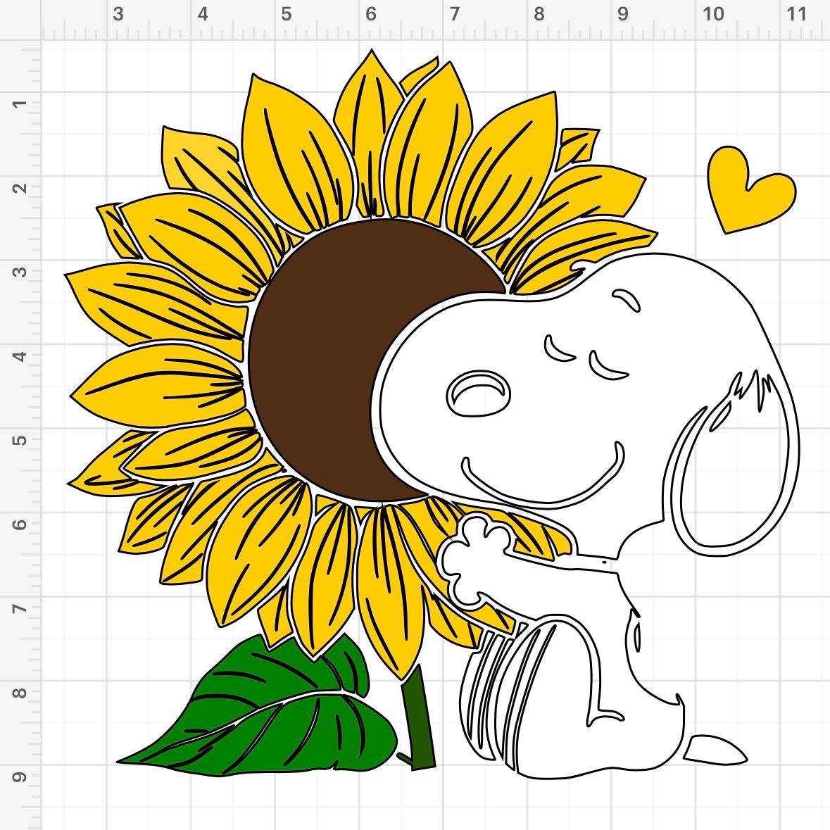 Snoopy Sitting Hugging Sunflower SVG + PNG