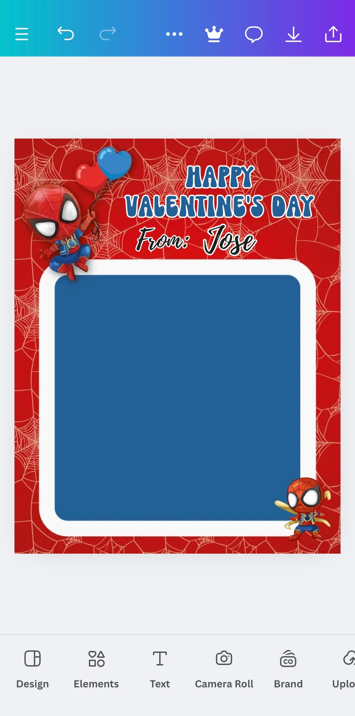 Spiderman Jumbo Card Canva Template