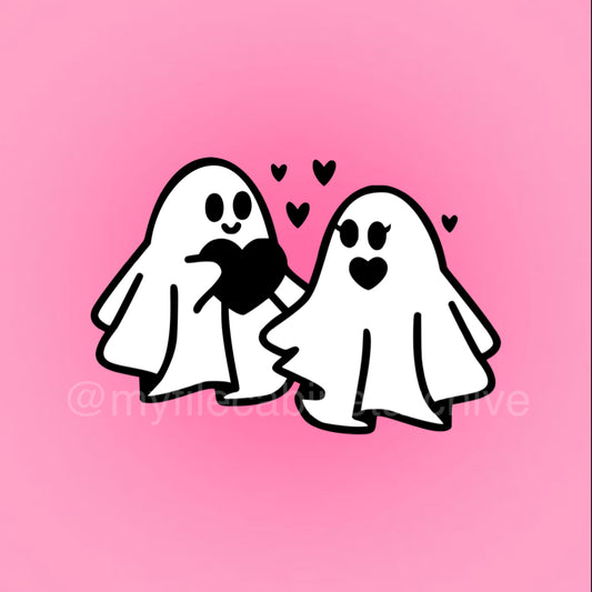 Heart Ghost Couple SVG + PNG