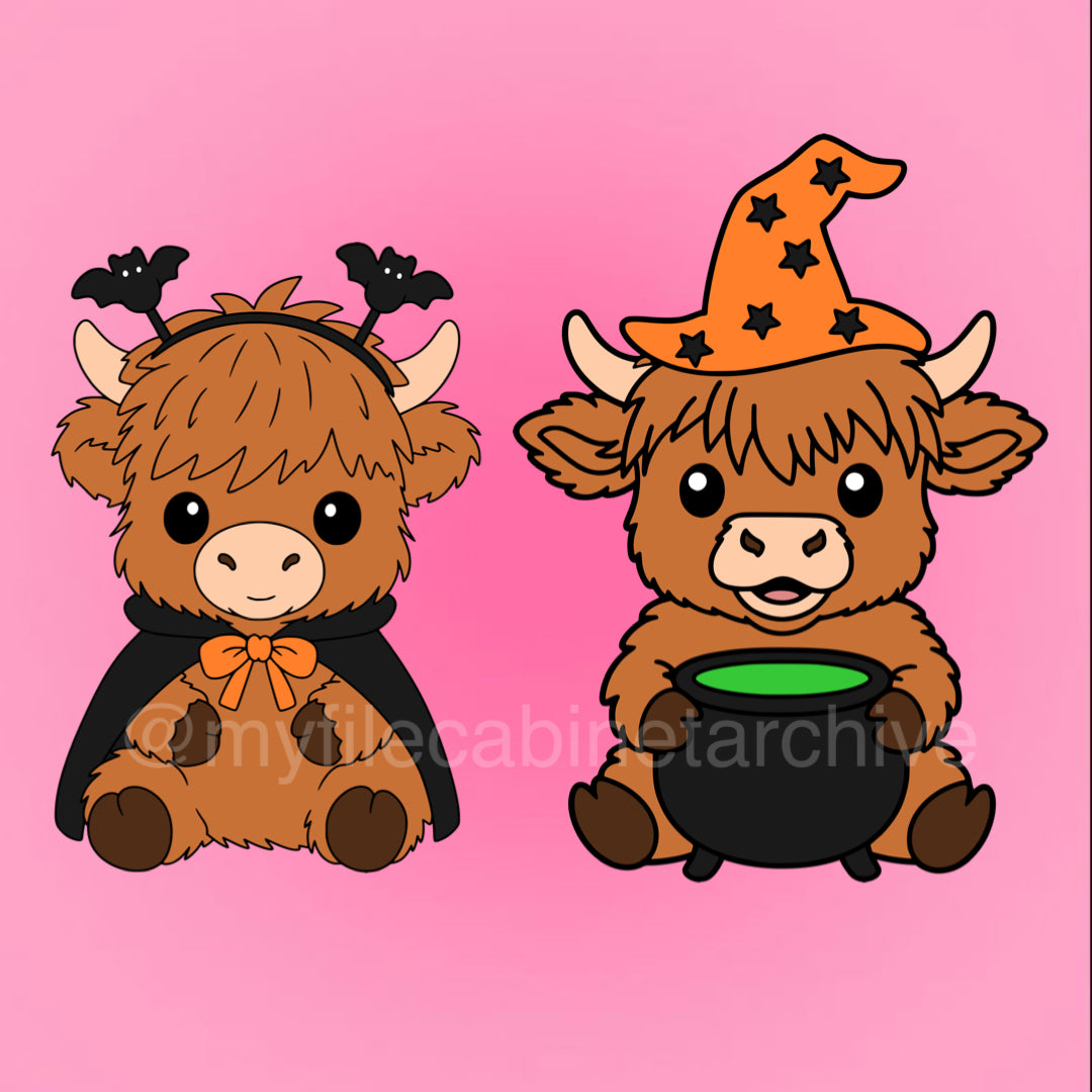 Spooky Highland Cows SVG + PNG