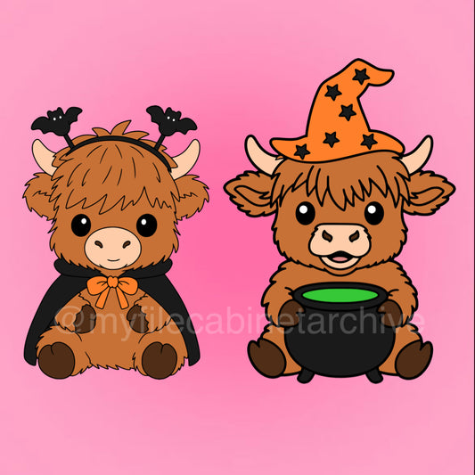 Spooky Highland Cows SVG + PNG