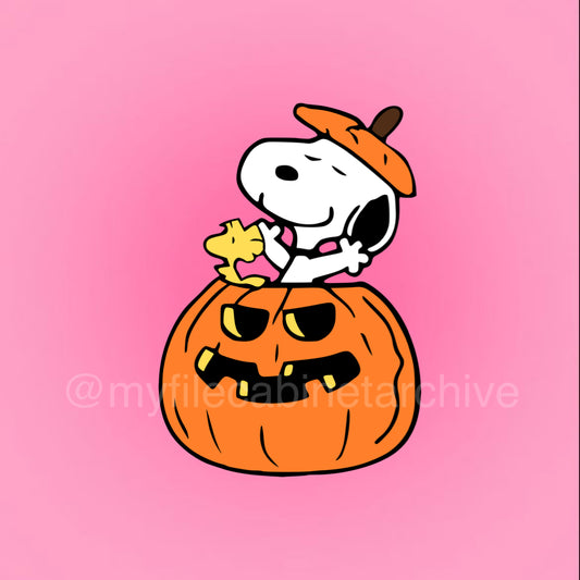 Snoopy & Woodstock In Pumpkin SVG + PNG