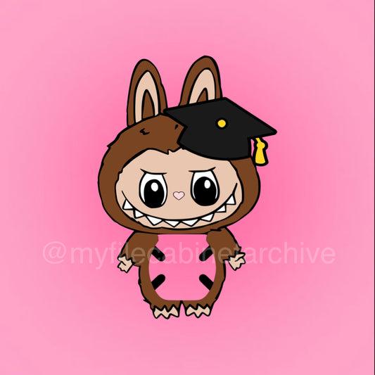 Labubu Graduation Buzzball Holder SVG