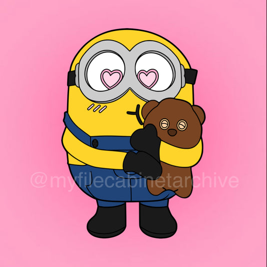 Heart Eyes Minion Holding Tim SVG + PNG