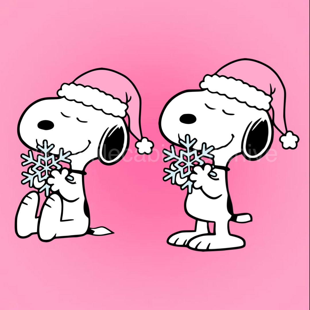 Snoopy Holding Snowflake (2) SVG + PNG