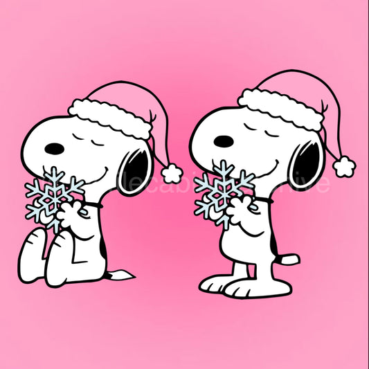 Snoopy Holding Snowflake (2) SVG + PNG