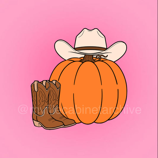 Pumpkin Cowboy Hat W Boots SVG + PNG