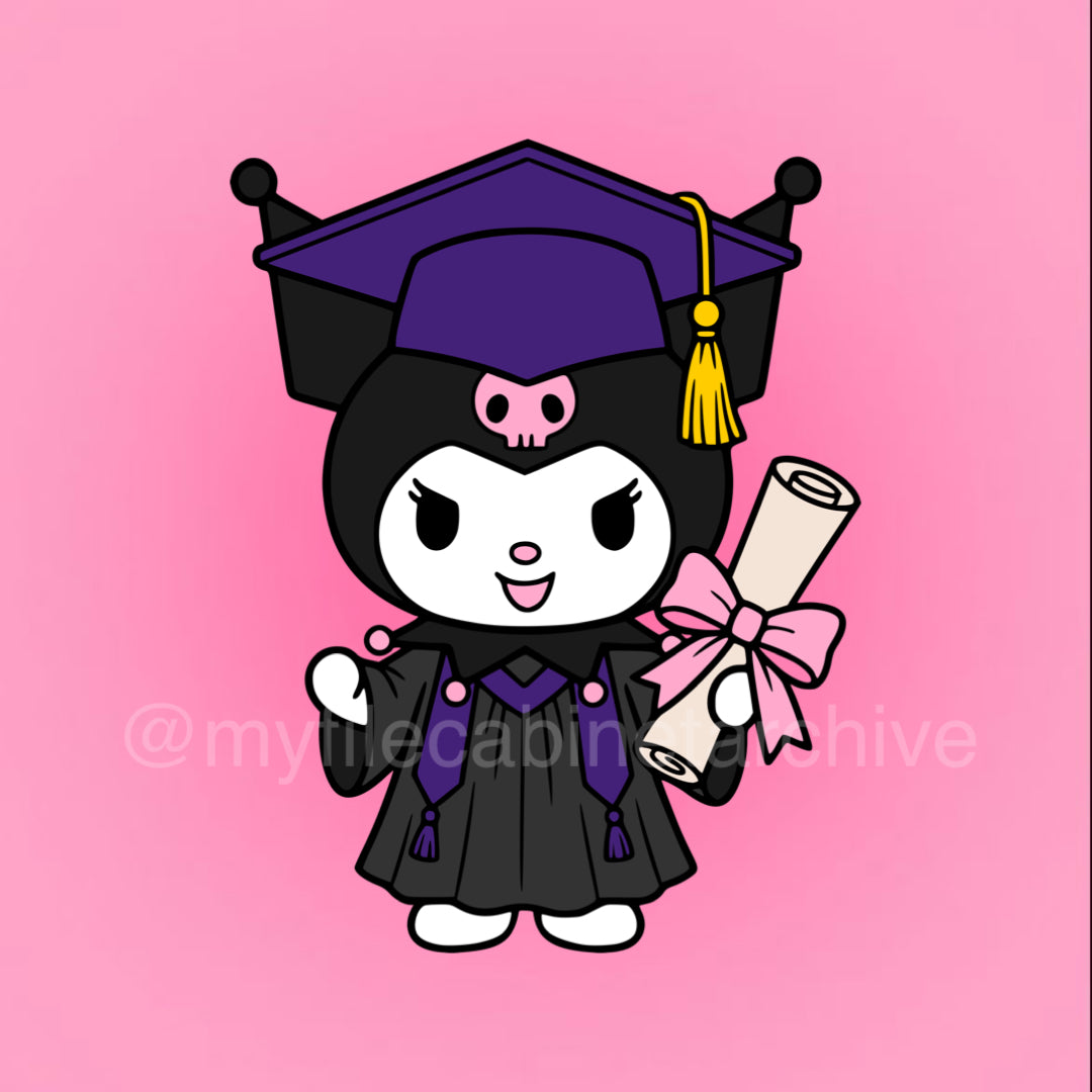 Kuromi Bow Graduate SVG + PNG