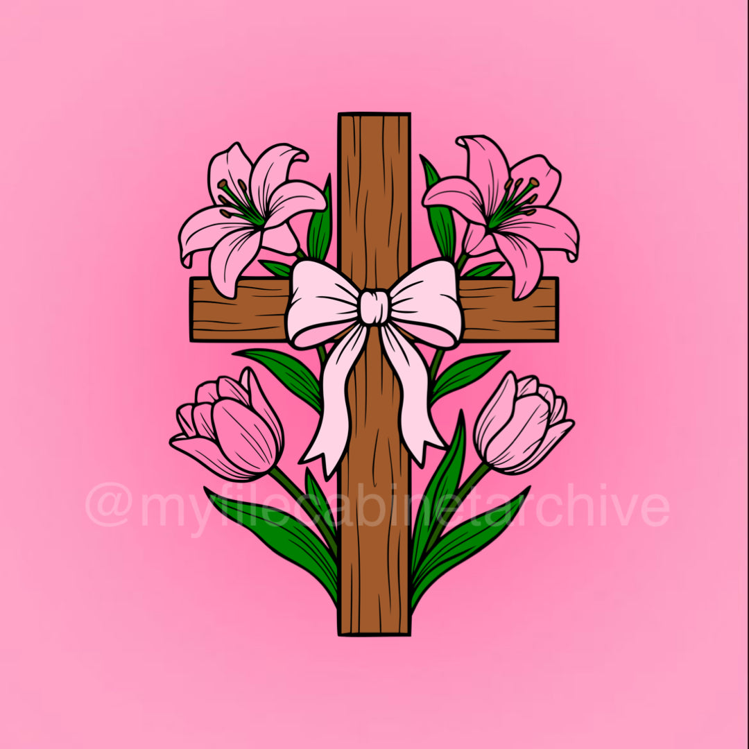 Floral Bow Cross SVG + PNG