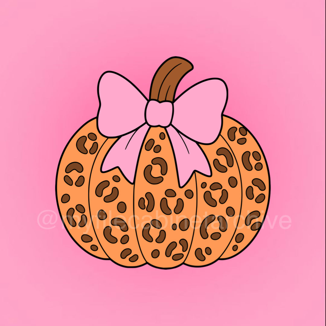 Leopard Bow Pumpkin SVG + PNG