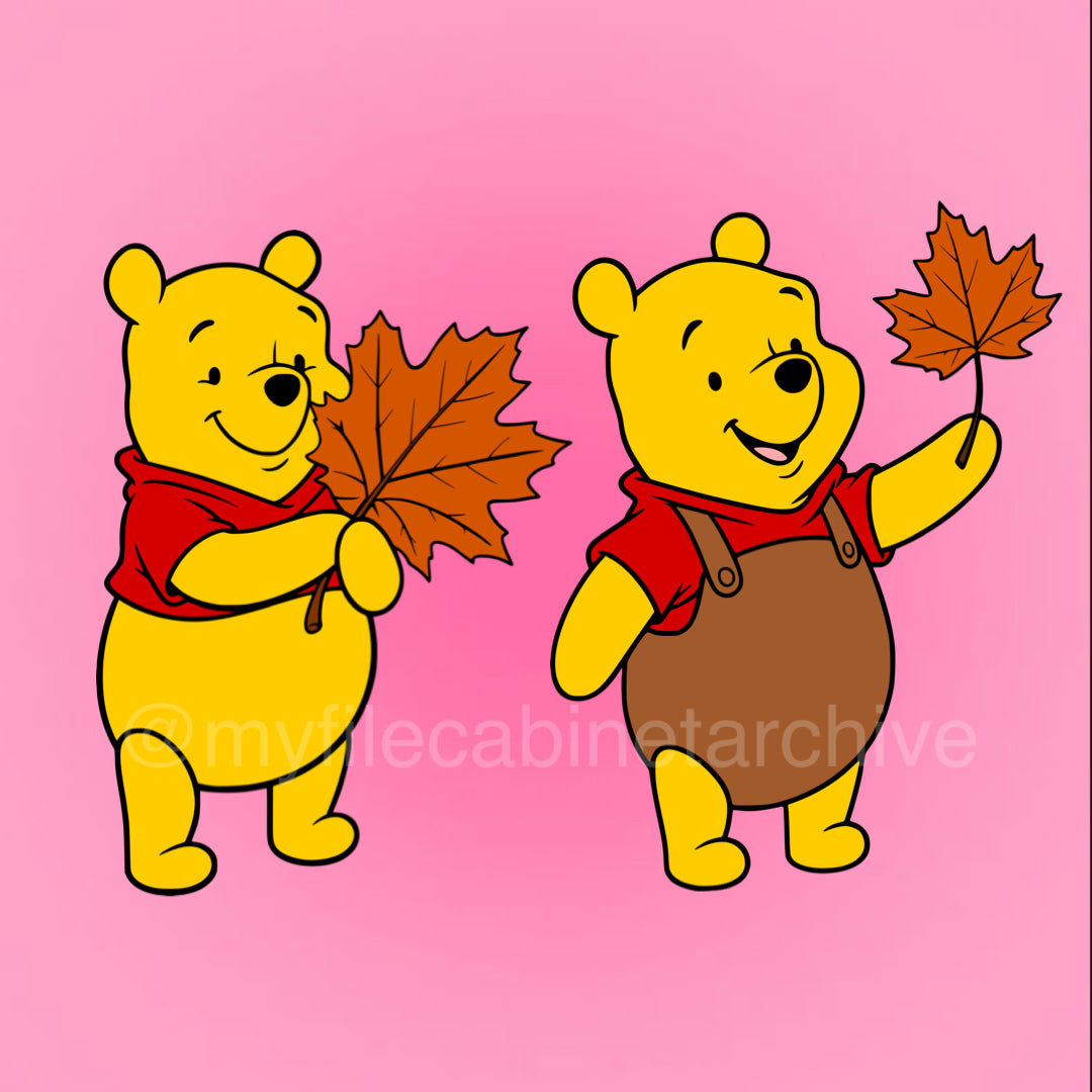 Pooh Fall Leaf (2) SVG + PNG