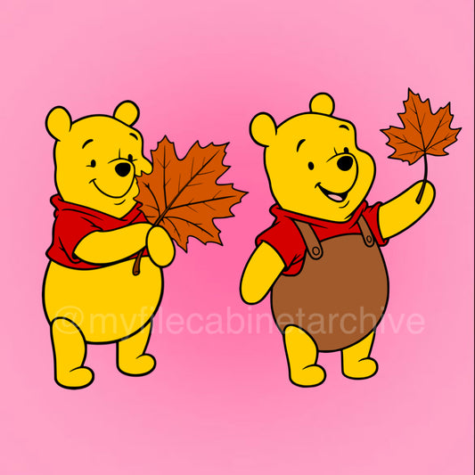 Pooh Fall Leaf (2) SVG + PNG