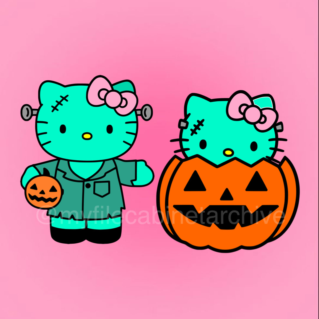 Kitty Frankenstein Greeter Pumpkin (2) SVG + PNG