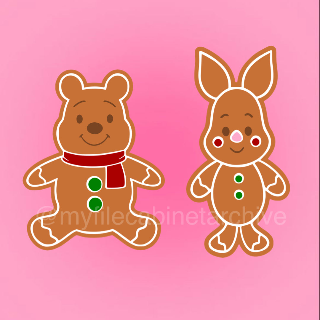 Winnie The Pooh & Piglet Gingerbread Cookie (2) SVG + PNG