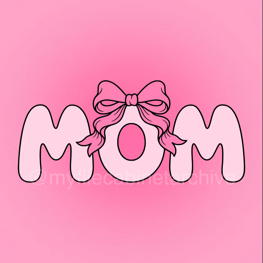 Mom Ribbon Bow Text SVG + PNG – My File Cabinet Archive