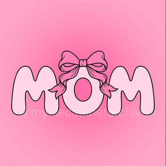 Mom Ribbon Bow Text SVG + PNG