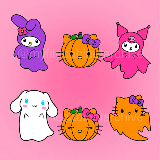 Kitty Friends Halloween Ghost (6) SVG + PNG