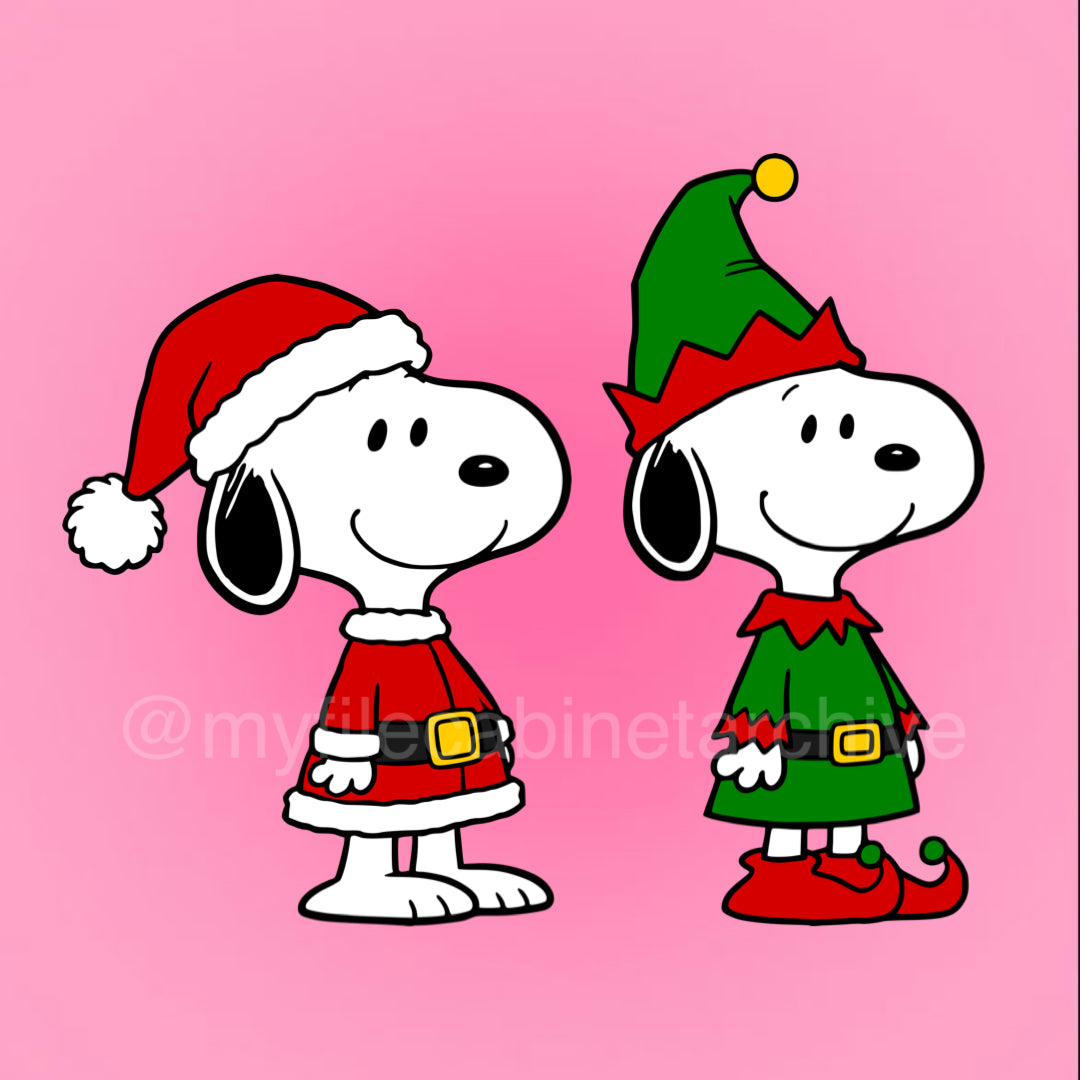 Snoopy Santa & Elf (2) SVG + PNG