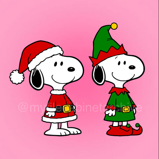 Snoopy Santa & Elf (2) SVG + PNG