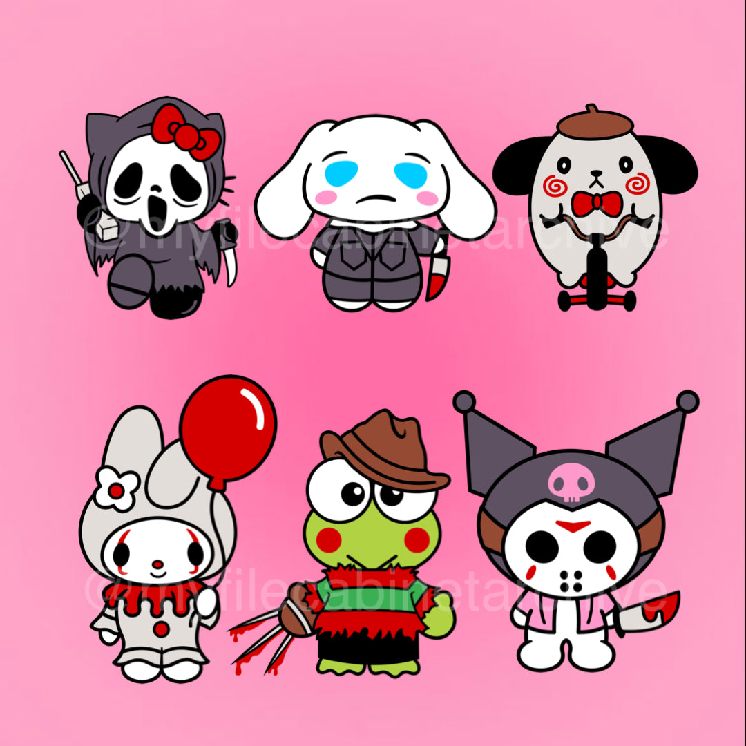 Kitty Friends Horror Characters (6) SVG + PNG