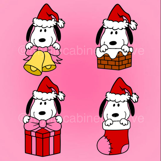 Snoopy Christmas Heads (4) SVG + PNG