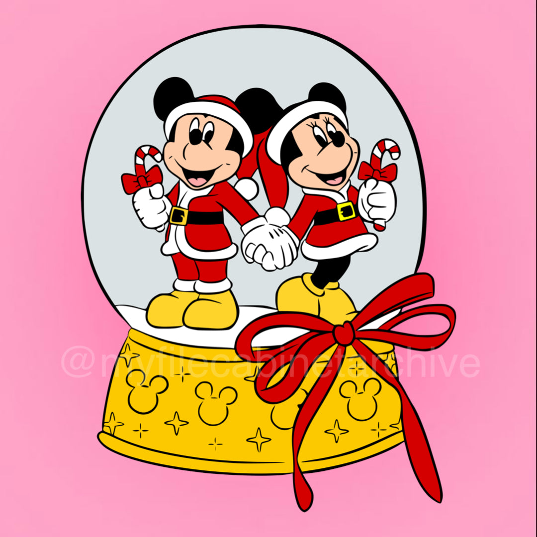 Mickey & Minnie Christmas Snow globe SVG + PNG