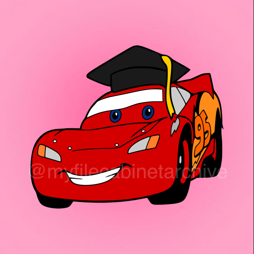 Lightning McQueen Graduate SVG + PNG