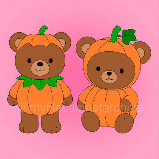 Bear Wearing Pumpkin Suit (2) SVG + PNG