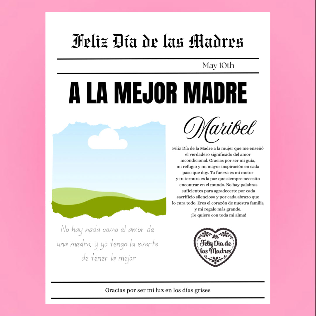 Feliz Dia De Las Madres Newspaper Canva Template