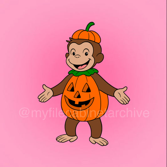 Pumpkin Curious George SVG + PNG